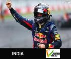 Sebastian Vettel 2013 Hint Grand Prix onun kazanmak kutluyor